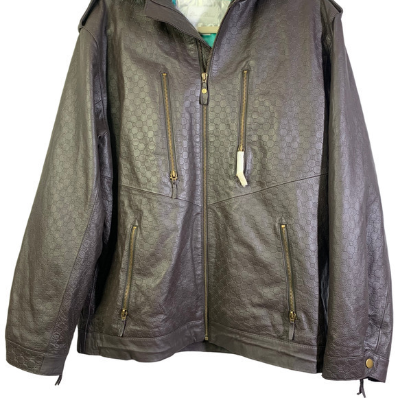 SPECIAL BLEND Dark Brown Embossed Leather Snowboarding Jacket - Picture 8 of 15